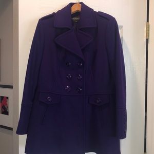 Kristin Blake Wool Coat Purple Lined Sz 14 EUC